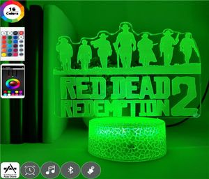 3D yenilik masa lambası usb anime gece ışığı LED Red Dead Redemption 2 Nightlight Oyun Odası Kulübü Dekorasyon Çocuk Hediye Lav Base3176982