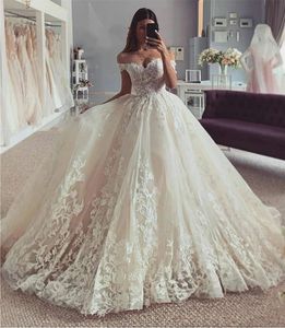 2024 Off the ramion księżniczka sukienki ślubne koronkowe aplikacje plisuje linię długie sukienki ślubne kochanie szyja elegancka wspaniała wspaniała vestido de novia