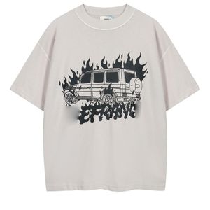T-shirt da uomo, stile hip-hop, camicia alla moda di alta strada, modello fuoristrada unisex