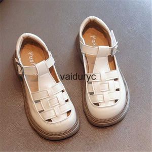 Sandálias novas ldrens moda baotou sapatos de couro meninos meninas tênis sandália sola macia verão kidsh24229