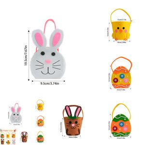 New New Basket Rabbit Egg Pattern Felt Tote Bag Kids Candy Baskets For Easter Party Gifts Collection Cookies Bags