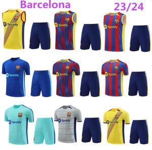 23 24Barcelona Trailtsuits Futbol Jersey Barcelona Set Auba Pedri Gavi 23/24 Yeni Spor Giyim Yetişkin Çocuklar Kısa Kollu Yelek Eğitim Gömlek Kalitesi Sweatshirt
