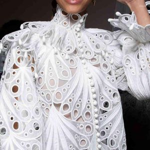 Women's Blouses BOHO Inspired Spring Vintage White Blouse Woman Tops For Women Long Sleeve Hollow Out Shirts Chic Ruffle