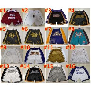 Mens Swin Shorts New All Team Basketball Shorts Custom Just Don Short Retro Sport Wear with Pocket Zipper Sweatpants Hip Pop Pant Stitched Embroidery Man 7258