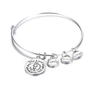 Braccialetti rigidi espandibili di moda per le donne Amici Love Family Charms Bracciale placcato argento Amicizia Jewelry4414039