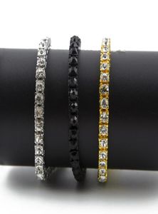 Bransoleta z lodowego 1 rzędu 5 mm dhinestones Men Hip Hop Style Clear Symulowany diament 789 cali Bracelety tenisowe bling Bling6040301