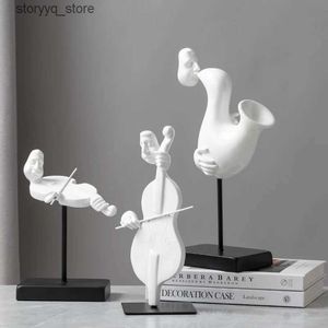 Altro Decorazioni per la casa Artigianato in resina Figura Scultura Strumento musicale Musicista Violino Sassofono Figurine decorative Accessori per la decorazione della casa Q240229