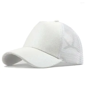 Ball Caps 2024 Baseball Cap Women Distressed Washed Cotton Trucker Casual Summer Snapback Hat Glitter Brim Satin Dad Hats