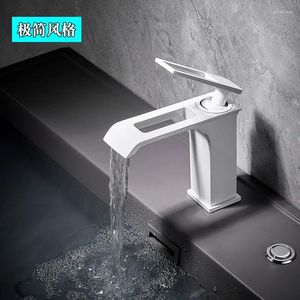 Bathroom Sink Faucets Copper Basin Faucet Drop-in Washbasin And Cold White Minimalist