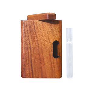 Natural Wooden Dugout Stash Case Box With Clear Glass One Hitter OG Pipe Bat Portable Wood Tobacco Tubes Pipes Case Smoking Accessoires