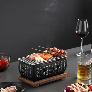 Griglia senza fumo barbecue portatile coreano barbecue giapponese forno a carbone fornello ad alcool per uso domestico antiaderente tavolo coreano 240223