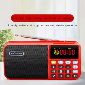 Radioficka FM Radiohögtalare Antenna Outdoor Digital U Disk TF Mp3 Musik Player LED -ficklampa Support 18650 Batteri 3,5 mm hörlur