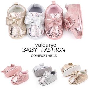 First Walkers Baby Shoes Cute Bowknot Girl Beautiful for 0-6-12 Months Soft High-quality Shiny Glitter 2023 New Fahion BabysH24229