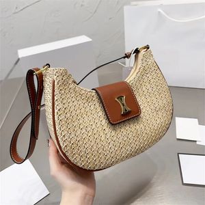 2024 Woman Crossbody Słomka torby plażowe designerskie torby luksusowe torby na ramię Mała dama hobo torebka zamek błyskawiczny czarny brązowy top