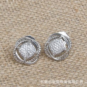 David Yurma Jewelry designer earrings Davids Square 11mm Set with Zircon Imitation Diamond Button Thread Style Popular Classic Ear Studs and Accessories
