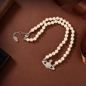 デザイナーペンダントネックレスレターViviane Chokers Luxury Women Fashion Jewelry Metal Pearl Necklace CJeweler Westwood 748