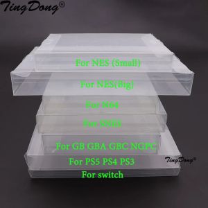 Casos Limpar Caixa de Cartucho de Jogo Transparente Caso CIB Jogos Plástico PET Protector para N64 NES SNES para GB GBA GBC NGPC Switch para PS5