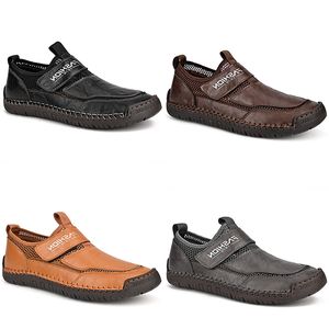 plus size leather casual shoes black white dark brown grey mens business shoes breathable sports sneakers GAI