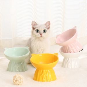 Dostarcza kota ceramiczna miska podwyższona szczeniąt psów czarna żywność podajniki wody Pet Cute Feeding Dring Materiały spożywcze