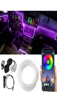6 In 1 6M RGB LED Car Interior Ambient Light Fiber Optic Strips Light with App Control Auto Atmosphere Decorative Lamp5572181