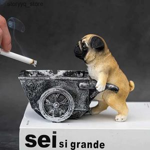 Altro Decorazioni per la casa Posacenere Creativo Pug Statua in resina Cenere anti-volante Accessori per la decorazione della casa Simpatico maiale Scultura animale Posacenere Artigianato Ornamenti Q240229