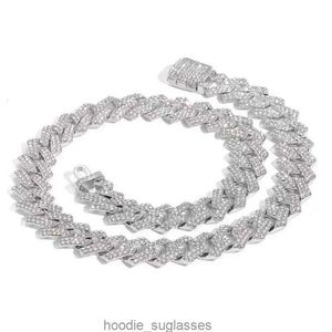 Yu Ying Pass Diamond Test, ширина 14 мм, Gra Diamond, стерлинговое серебро 18 карат, кубинская цепочка для мужчин, ожерелье в стиле хип-хоп Aqpx0