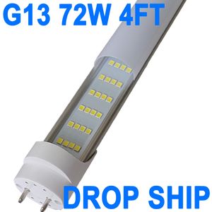 Lâmpada LED T8 T10 T12 4FT, luz de loja LED 72W 4FT 7200 lúmens, substituição de tubo fluorescente LED 6000K, base G13 de dois pinos para luzes de armazém de garagem, cobertura leitosa crestech