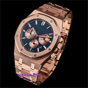 Szwajcarskie zegarki mechaniczne Audemar Pigue Royal Oak 26331OR Blue Plate Automatyczna maszyna 41 mm 18K Rose Gold Material Blue Plate HB 3FTR