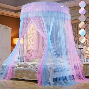 Cama Dossel Cores Duplas Penduradas Mosquito Net Princesa Cama Tenda Cortina Dossel Dobrável Na Cama Elegante Fada Rendas Dossels D30 240228