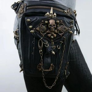 Sacos de cintura Norbinus Couro Rebite Mulheres Drop Leg Bag Steampunk Retro Rock Belt Homens Motocicleta Crossbody Ombro Bolsa de Telefone