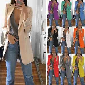 European and American Fashion Casual Suit Polo Neck Slim Fit Cardigan Temperament Womens Coat Spring and Autumn 230226