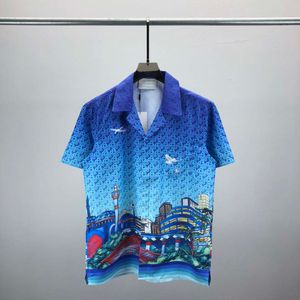 2024 Designer Fashion Hawaiian Letter Water Beach Hemd für Männer Designer Seiden Bowling Hemd Freiländische Sommer Kurzarm Größe M-3xl #001