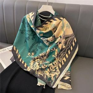 Lenços 2024 Designer Inverno Cashmere Scarf Mulheres Hijab Grosso Cobertor Xales Folha Wraps Senhoras Longo Pashmina Neckerchief Bufanda Echarpe