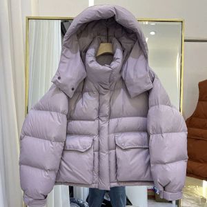 Cappotti Piumino corto Piumino invernale da donna in piumino d'anatra bianco con cappuccio Cappotto spesso caldo allentato Parka da donna Capispalla da donna