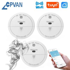 Cpvan sem fio wifi tuya detector de alarme de fumaça sensor sistema de segurança em casa proteção detector de fumaça altamente sensível alarme de incêndio 240219