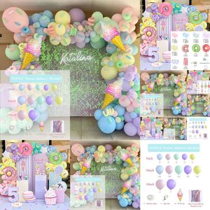 Nowy nowy kolorowy pastelowy balon łuk Garland Lode Cream Donut Hel Foil Balloony dla dziewcząt urodziny Baby Shower Dekoracja imprezy