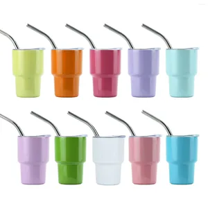 Mugs 60ML Stainless Steel Cup With Straw Mini Mug Drinking Tumbler For Cocktails Juices Wine Glasses Whiskey Beer Coffee