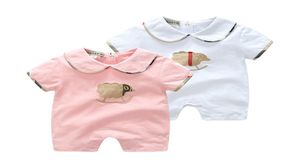 INS Новая одежда для маленьких мальчиков и девочек, клетчатый комбинезон с буквой B, боди, хлопковый летний комбинезон для новорожденных с короткими рукавами, детский цыпленок для младенцев J2245942