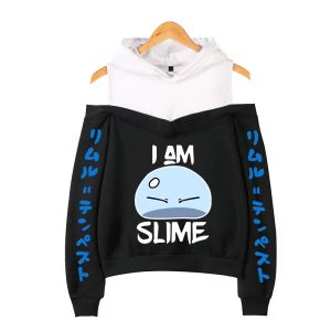 Parkas Anime Rimuru Tempest That Time I Got Reincarnated As A Slime Off Shoulder Hoodies Women Long Sleeve Sweatshirt Women Clothes