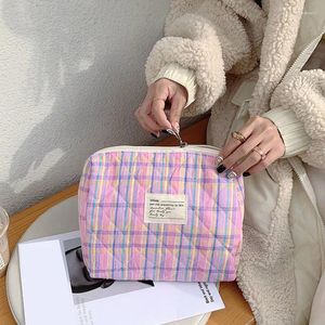 Cosmetic Bags Women Fashion Plaid Brush Lipstick Air Cushion Skin Care Travel Makeup Organizer Money Mobile Phone Storage