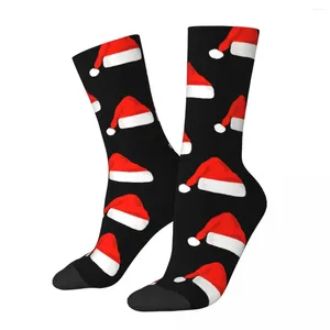 Men's Socks Hip Hop Retro Santa Claus Christmas Red Hat Crazy Unisex Harajuku Seamless Printed Novelty Happy Crew Sock Boys Gift