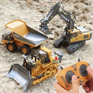 Bilar Remote Control Excavator Bulldozer Dump Truck RC CAR Toys Electric Engineering 2.4G Hightech Vehicle Model Toys for Kids Gifts