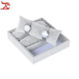 Jewelry Pouches Bags Velvet Display Pillow Case 3 Grid Bracelet Bangle Organizer Box Necklace Watch Chain Cushion Tray Holder187K