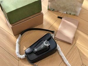 Högkvalitativ signatur handväska duk stilfull liten en-axelpåse minikedjehandväskor asymmetriska läderkopplingarväska