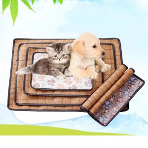 Stifte doppelseitig Haustier Sommermatte Hundekühlung Matte Haus Weiche Eis und Haustierkühlung Bambus waschbarer Sommer Haustierbetten Sofa