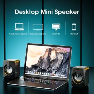 Alto-falantes novos alto-falantes de computador caixa de som de alta fidelidade microfone estéreo usb com fio caixa de som com luz led para desktop atacado subwoofer