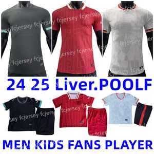 24 25 Live POOL Soccer Jersey M SALAH casa fora terceiro THIAGO Luis Futebol FIRMINO VIRGIL Shorts Jogador fãs Camisa Maillot De Foot Kits Liverpoolf Kids GK Goleiro