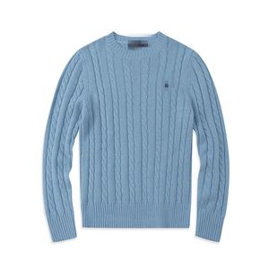 Ny designer herrtröja rund hals varumärke polo ponny flerfärgad tröja stickad ren bomullsgränsen broderi varm sporttröja pullover s-2xl