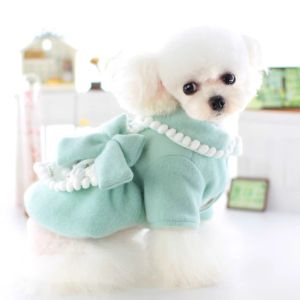 ロンパーズニュー秋の冬の犬の服ペット猫ファーボールボウドレス暖かい服テディポメラニア犬アクセサリーペット用品