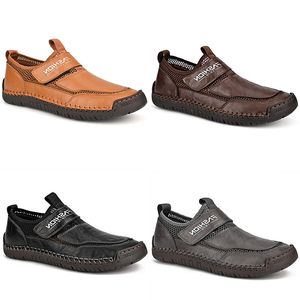 Hot Sale Plus Size Mesh Leather Casual Shoes Black Dark Brown Grey Mens Business Shoes Breattable Sports Sneakers Gai